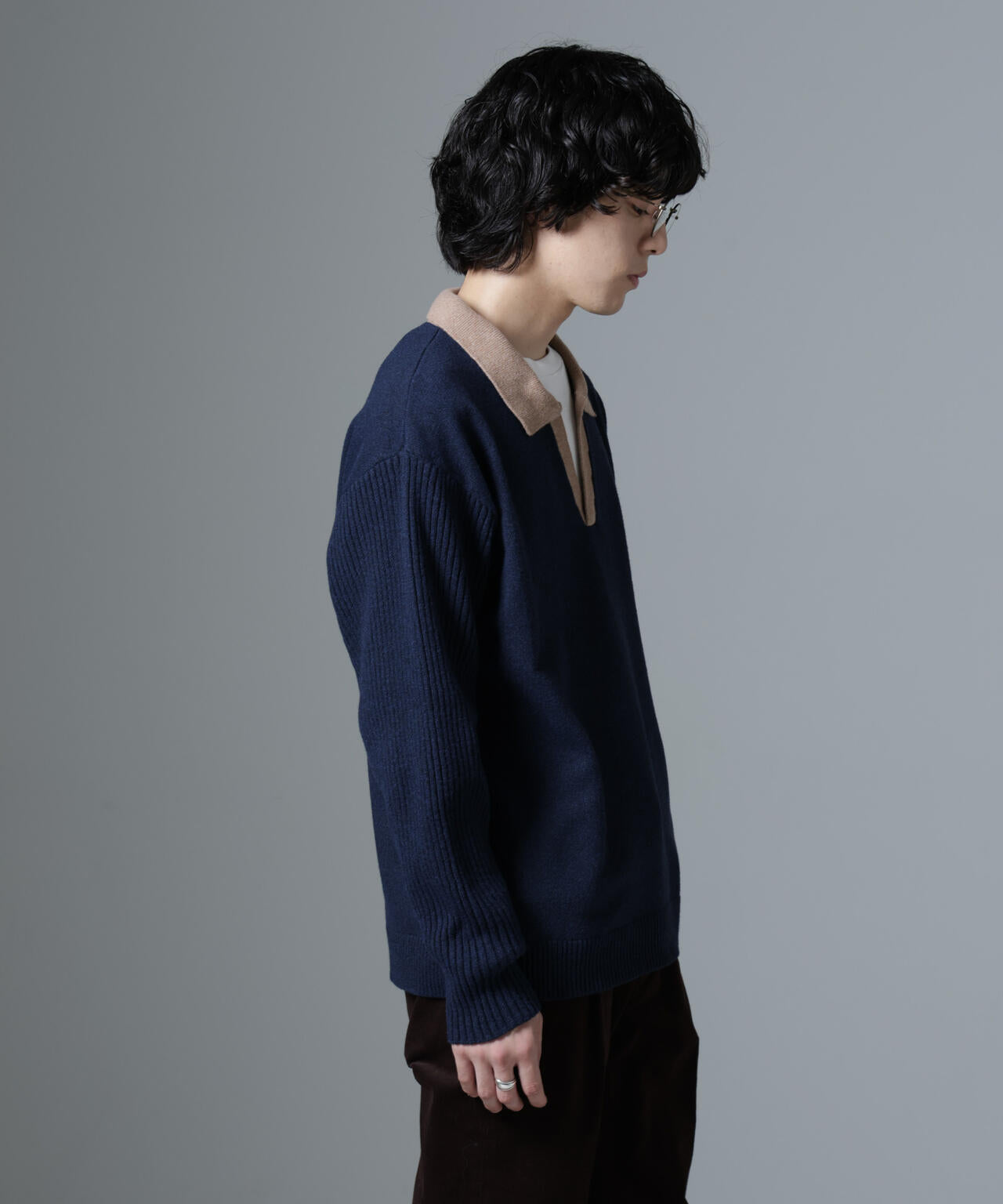 WEB限定/バイカラースキッパーニット