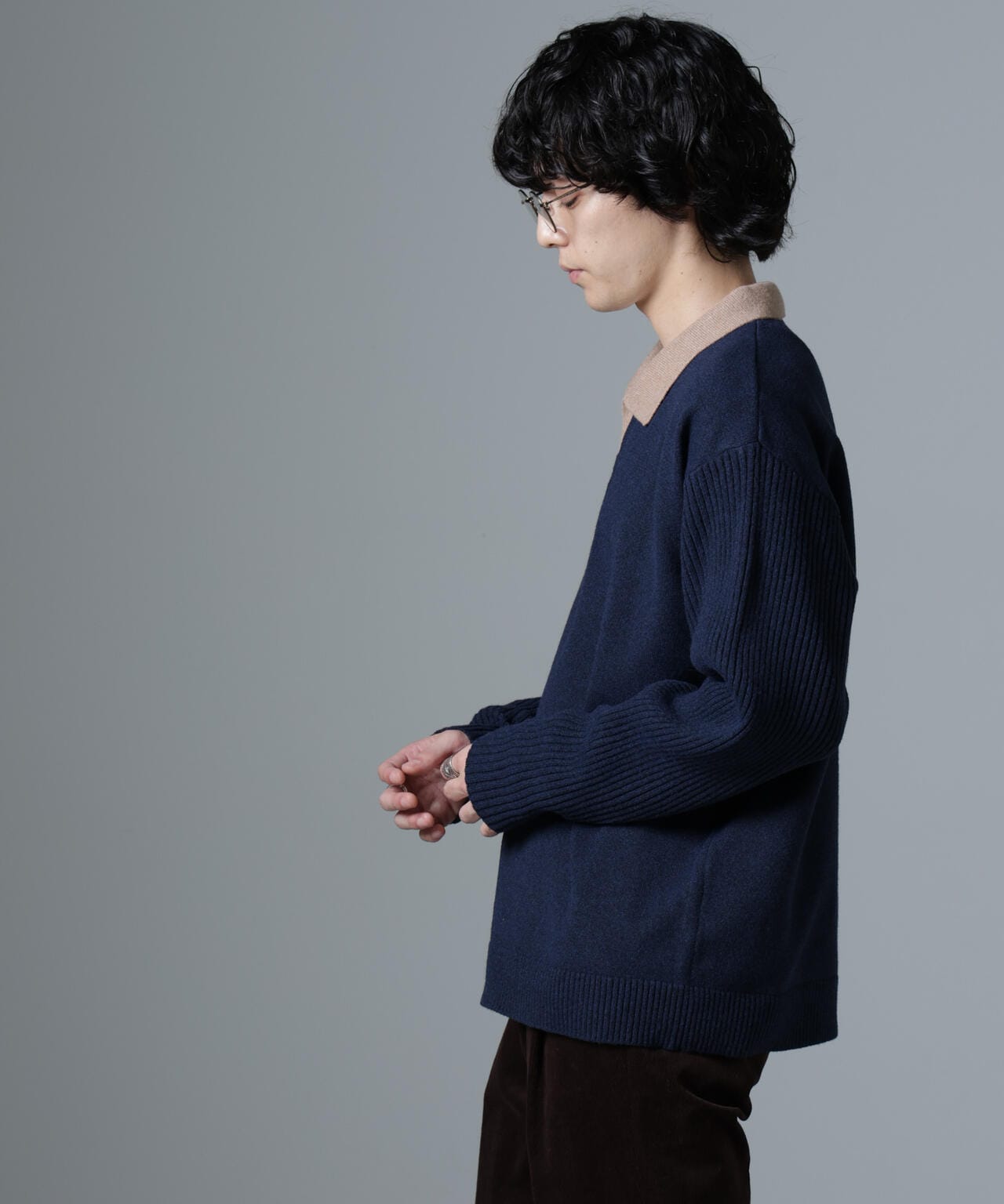 WEB限定/バイカラースキッパーニット