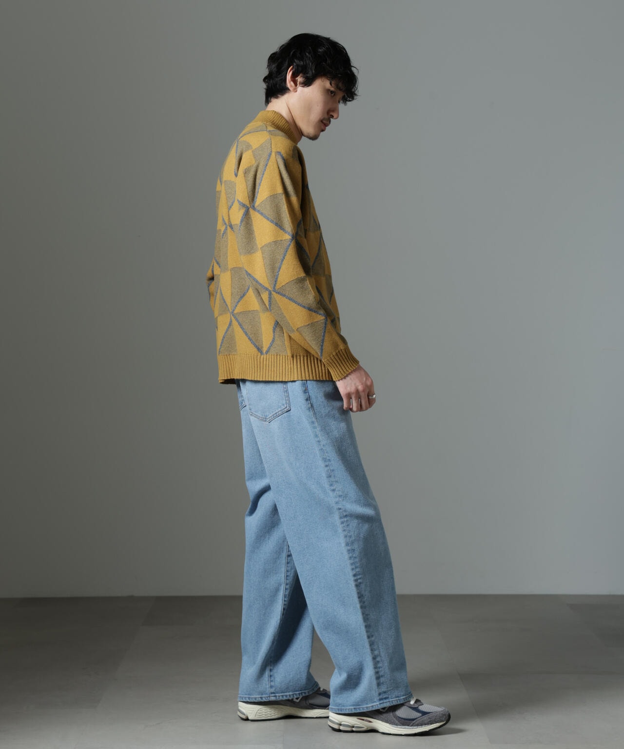 WEB限定/ダイヤ柄ハイネックニット