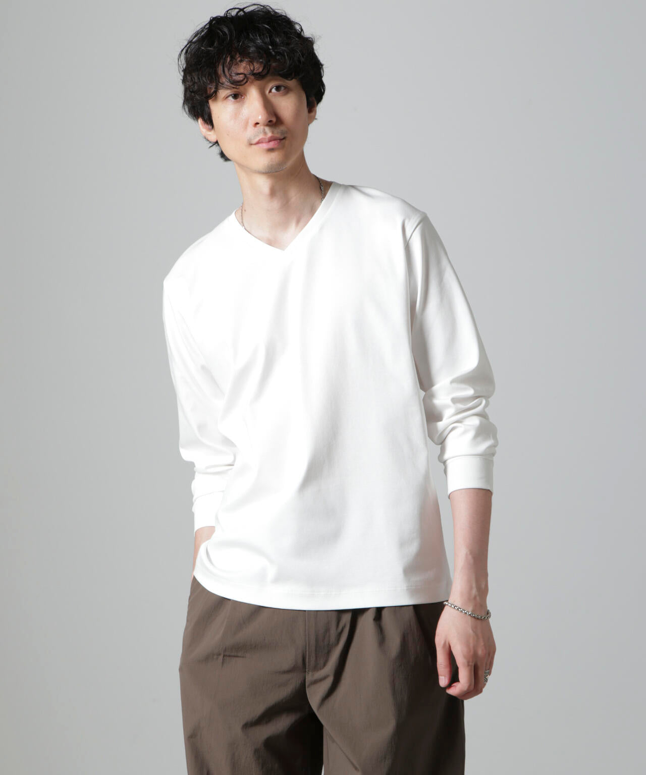 アンチスメルVネックTシャツ 長袖