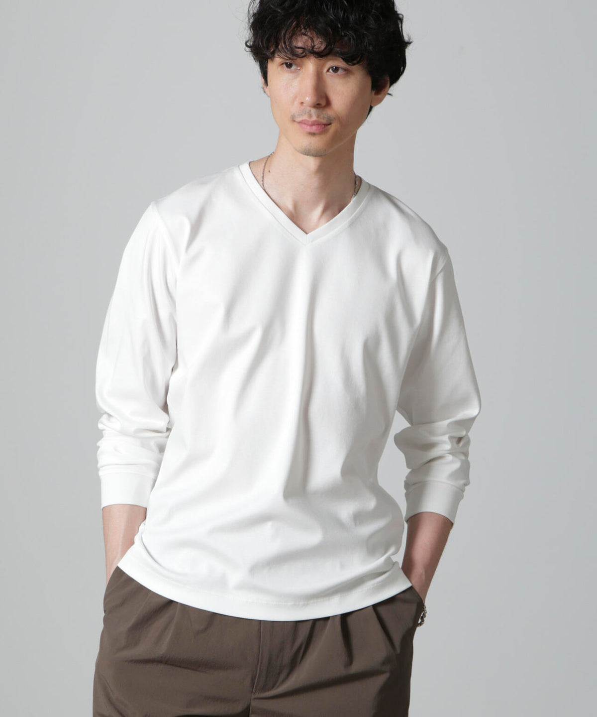アンチスメルVネックTシャツ 長袖