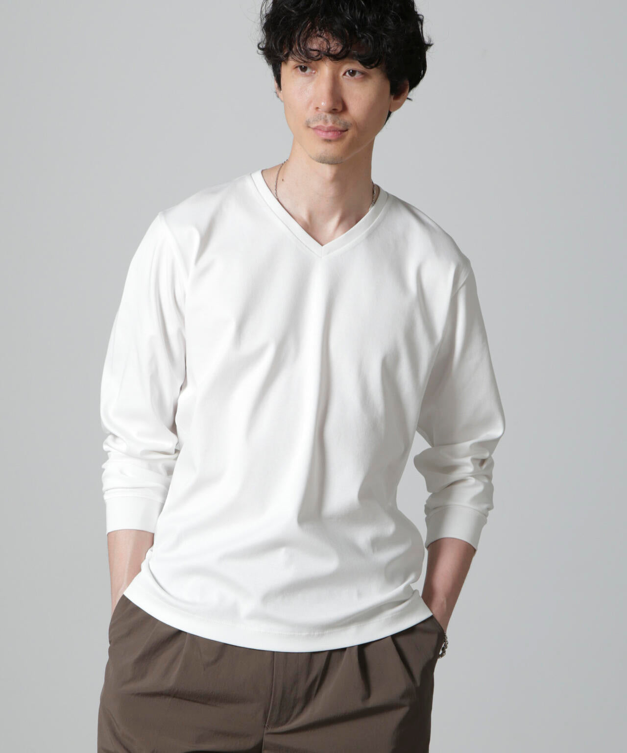 アンチスメルVネックTシャツ 長袖