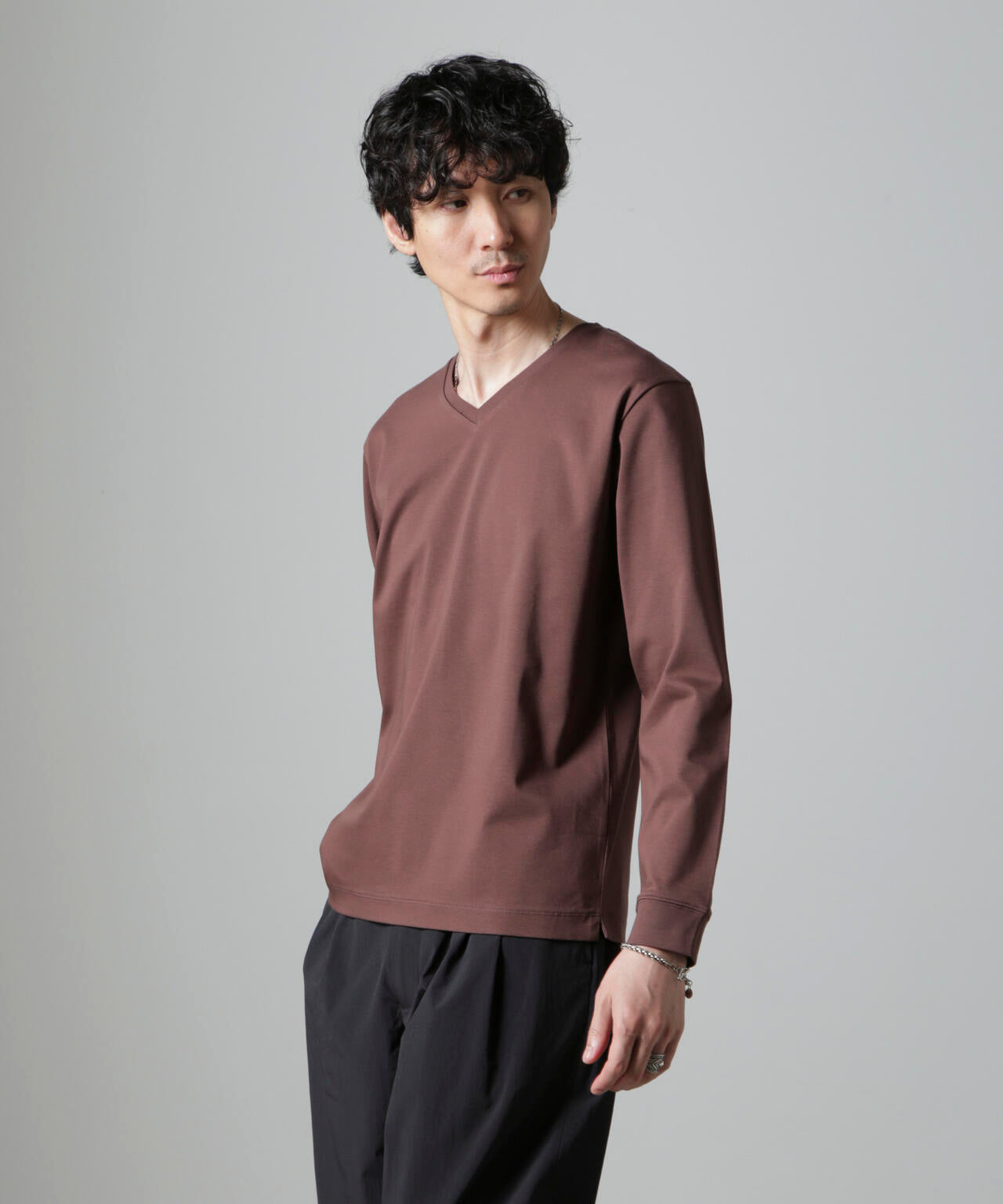 アンチスメルVネックTシャツ 長袖