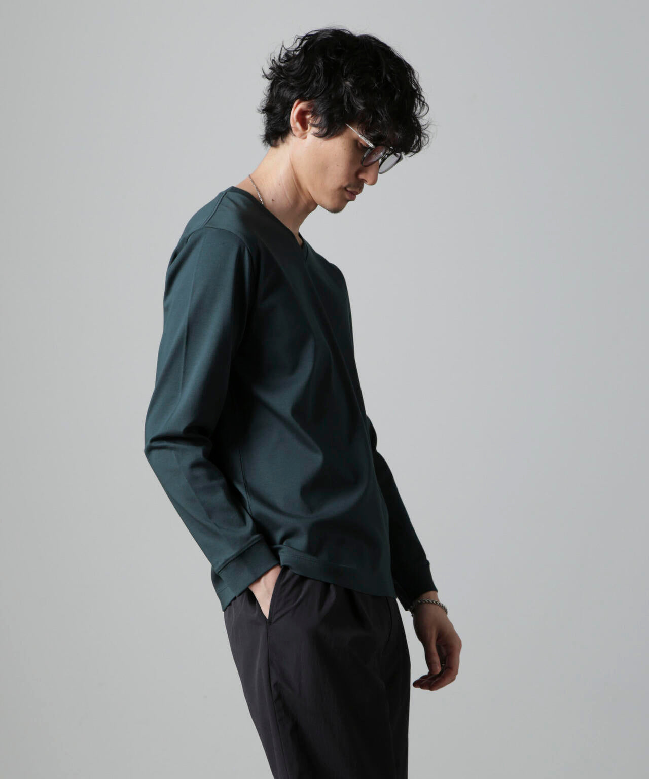 アンチスメルVネックTシャツ 長袖
