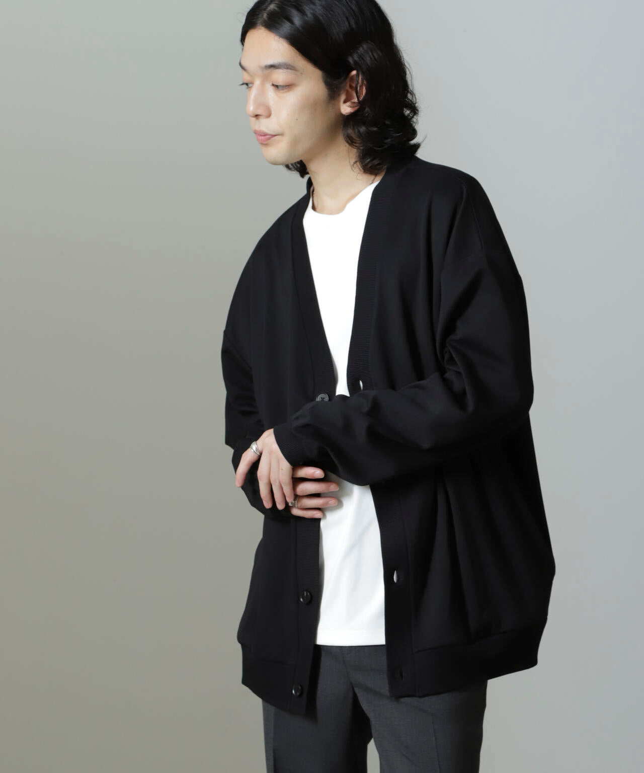 WEB限定/ダブルジャージービッグシルエットカーディガン