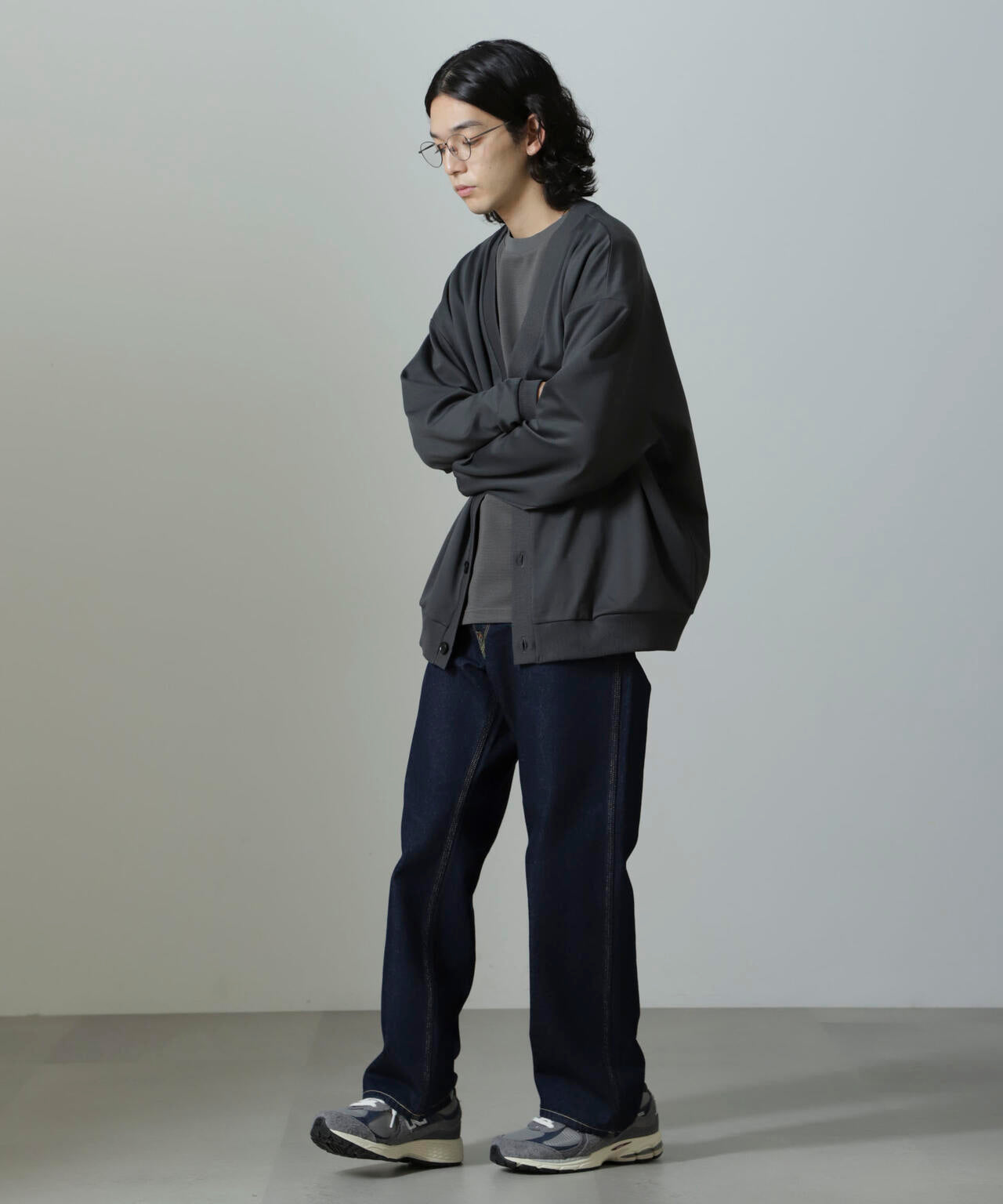 WEB限定/ダブルジャージービッグシルエットカーディガン