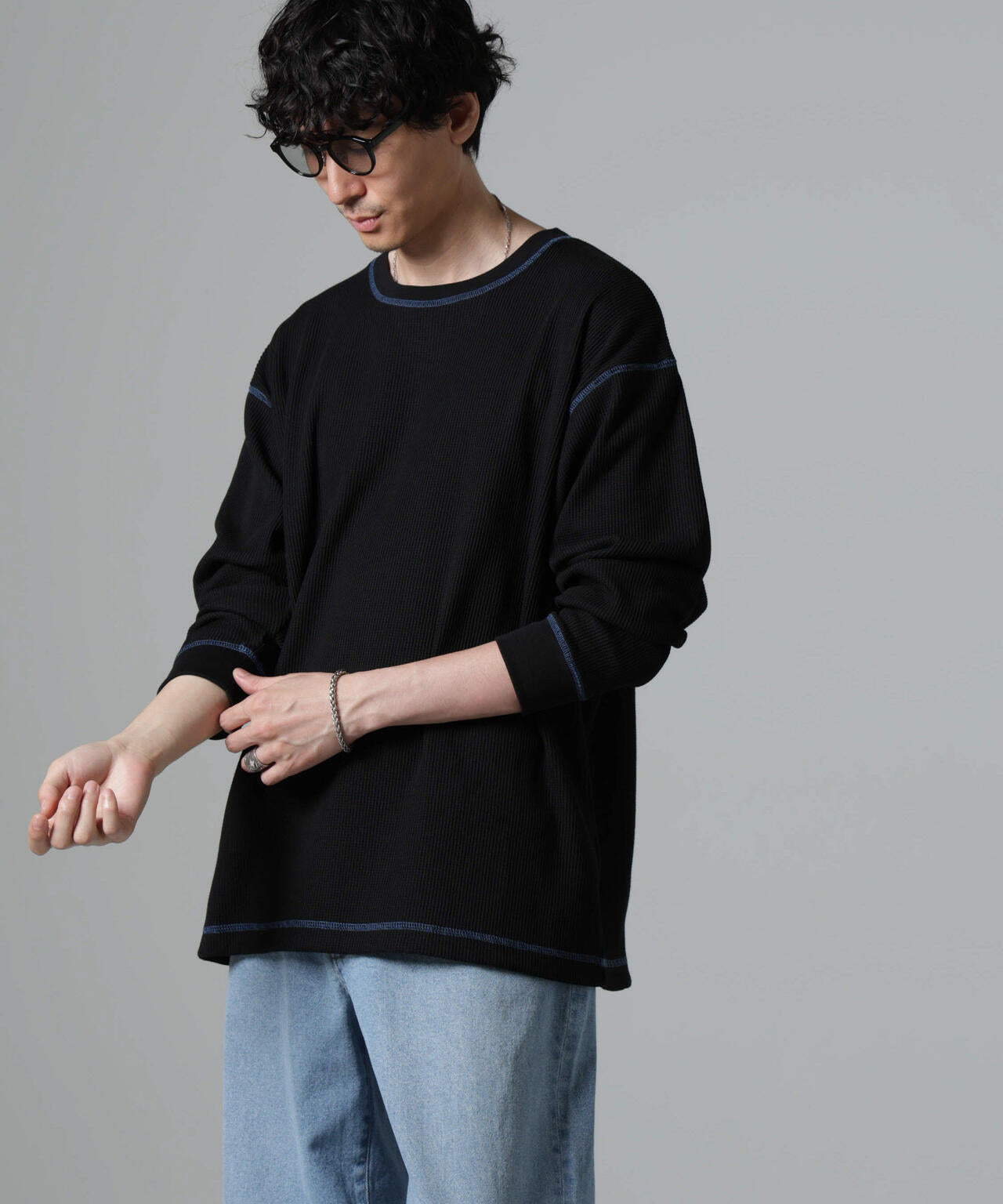 ステッチワッフルTシャツ 長袖