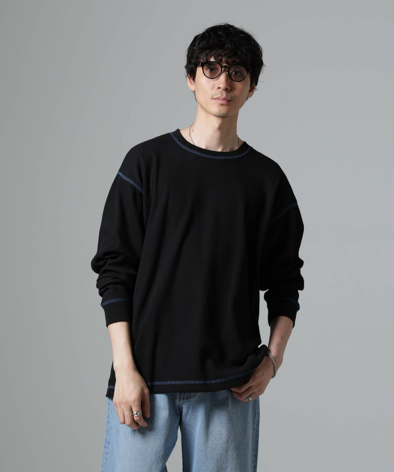 ステッチワッフルTシャツ 長袖