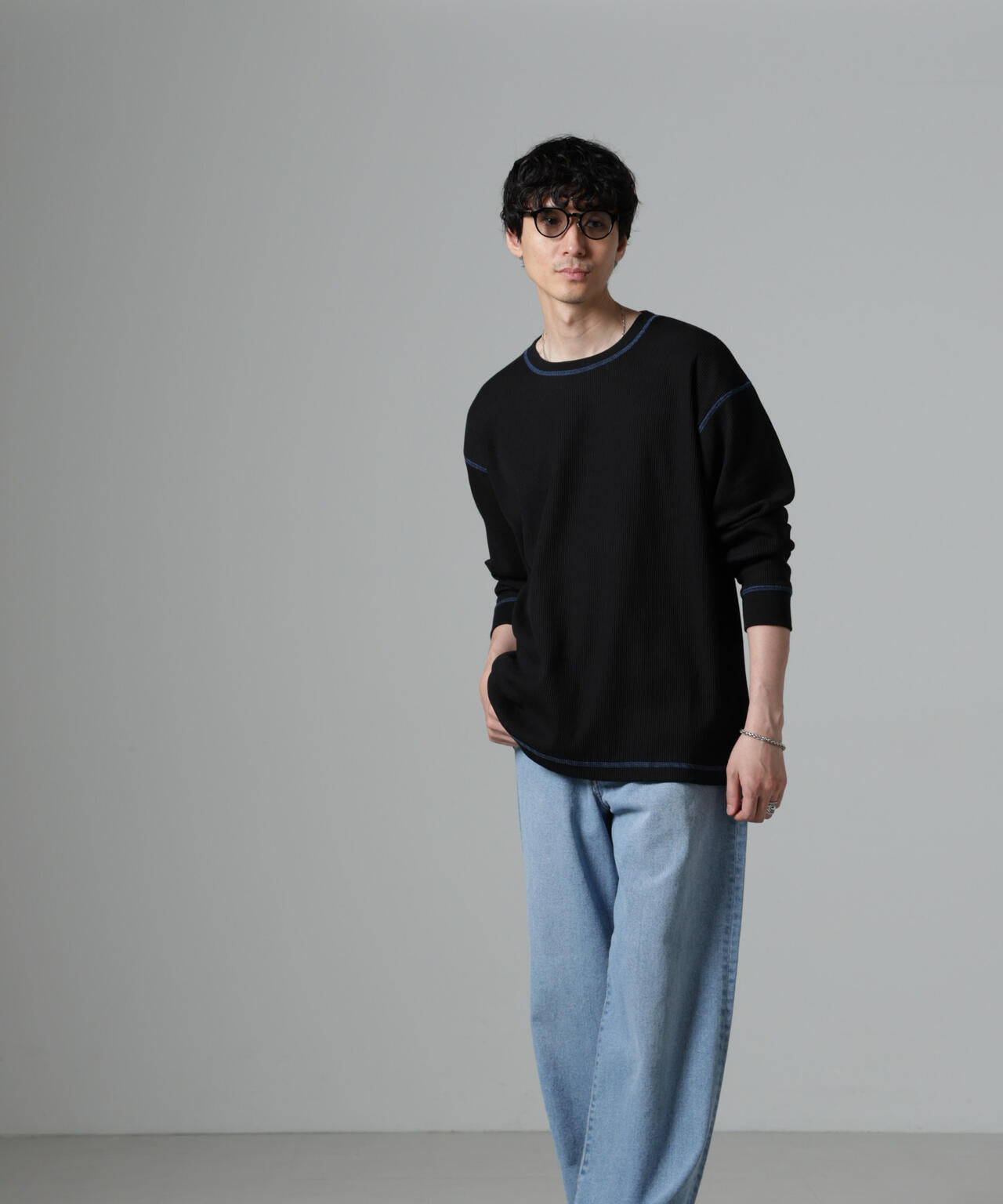 ステッチワッフルTシャツ 長袖
