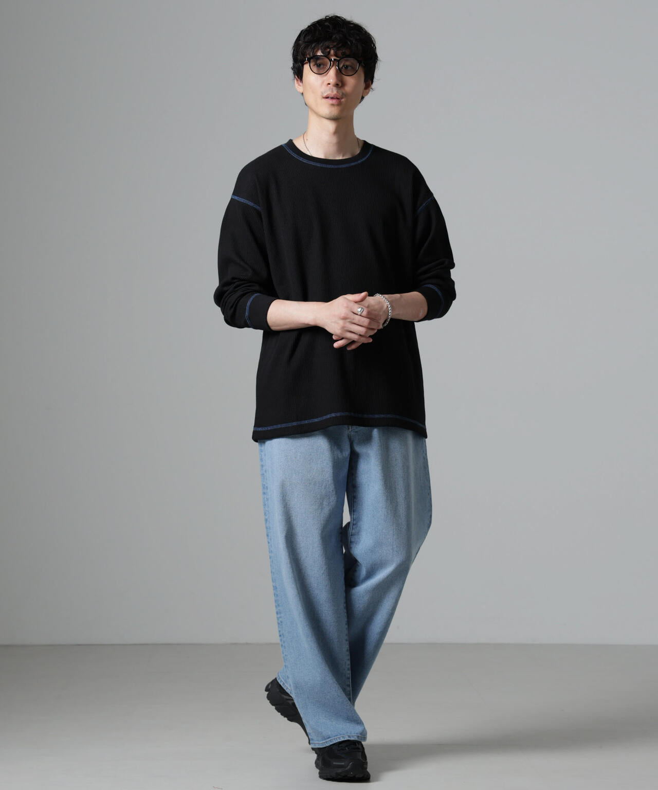 ステッチワッフルTシャツ 長袖