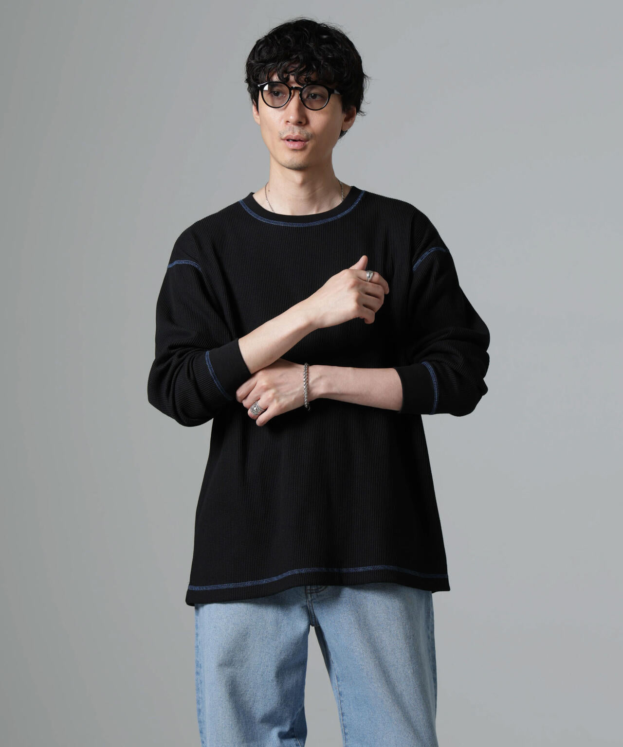 ステッチワッフルTシャツ 長袖