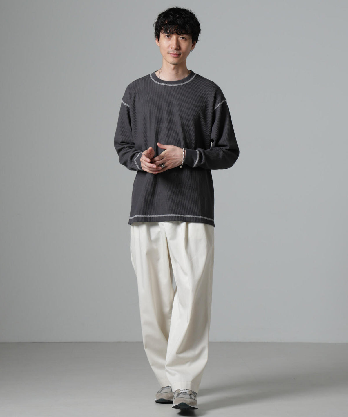 ステッチワッフルTシャツ 長袖