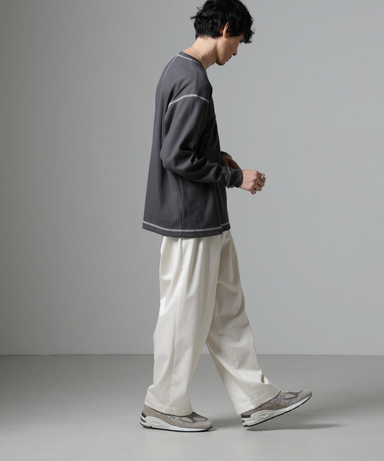 ステッチワッフルTシャツ 長袖