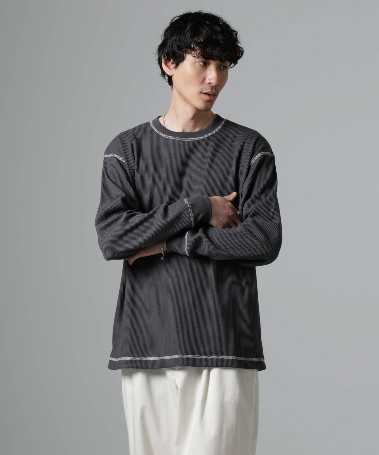 ステッチワッフルTシャツ 長袖