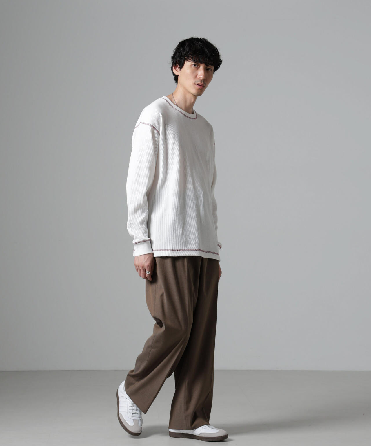ステッチワッフルTシャツ 長袖
