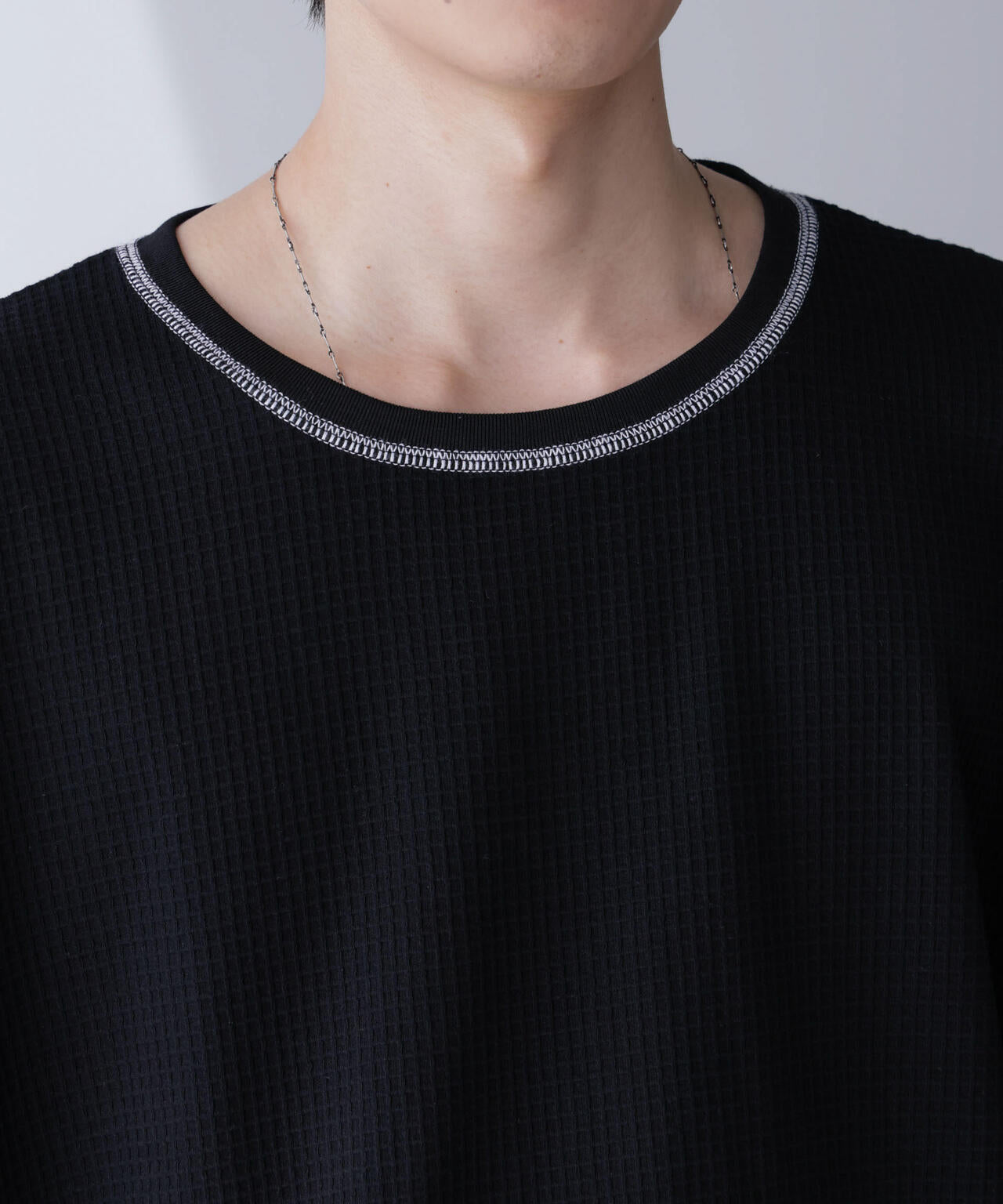 配色ステッチビックワッフルTシャツ 半袖