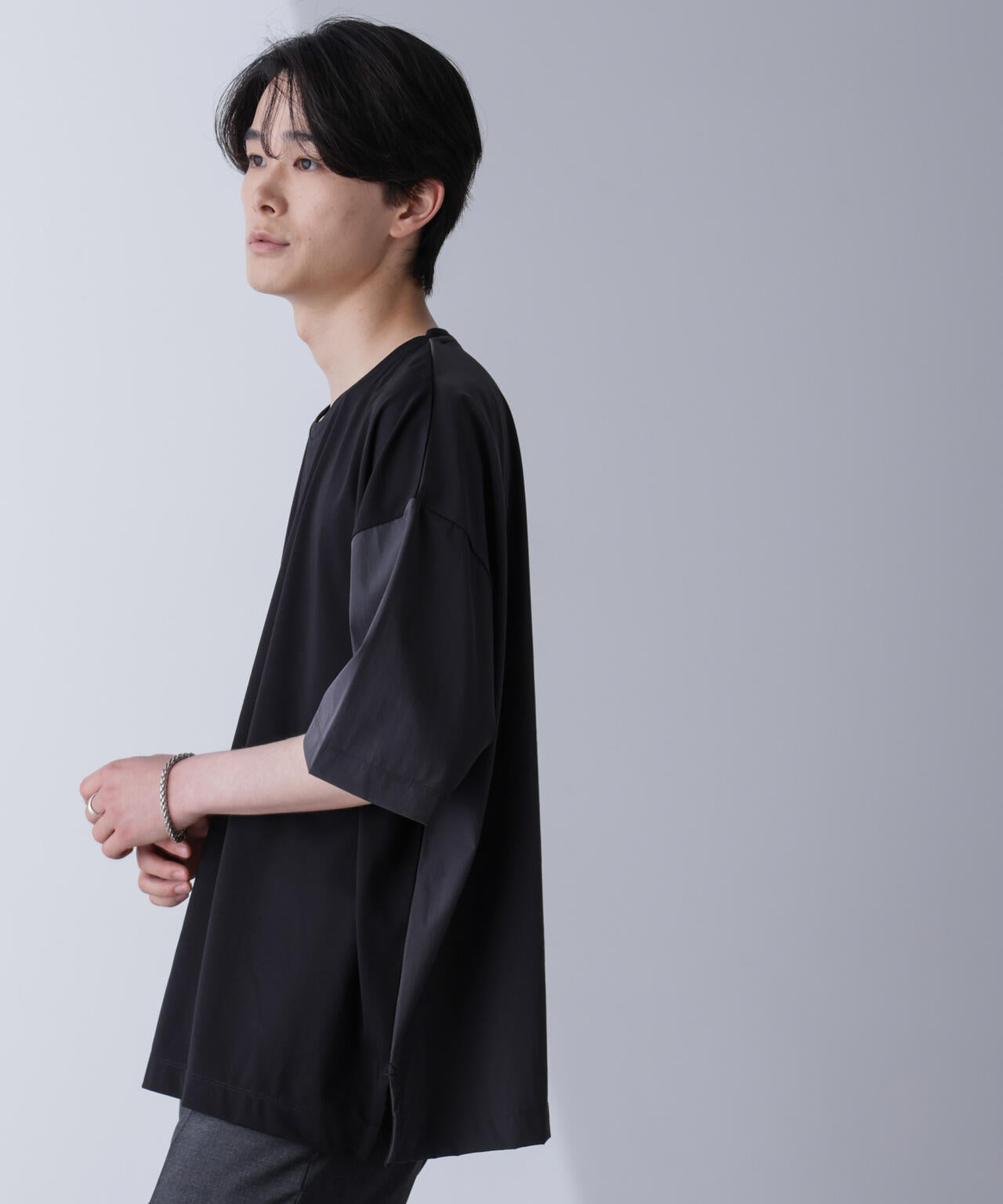 袖切り替えビッグTシャツ 半袖