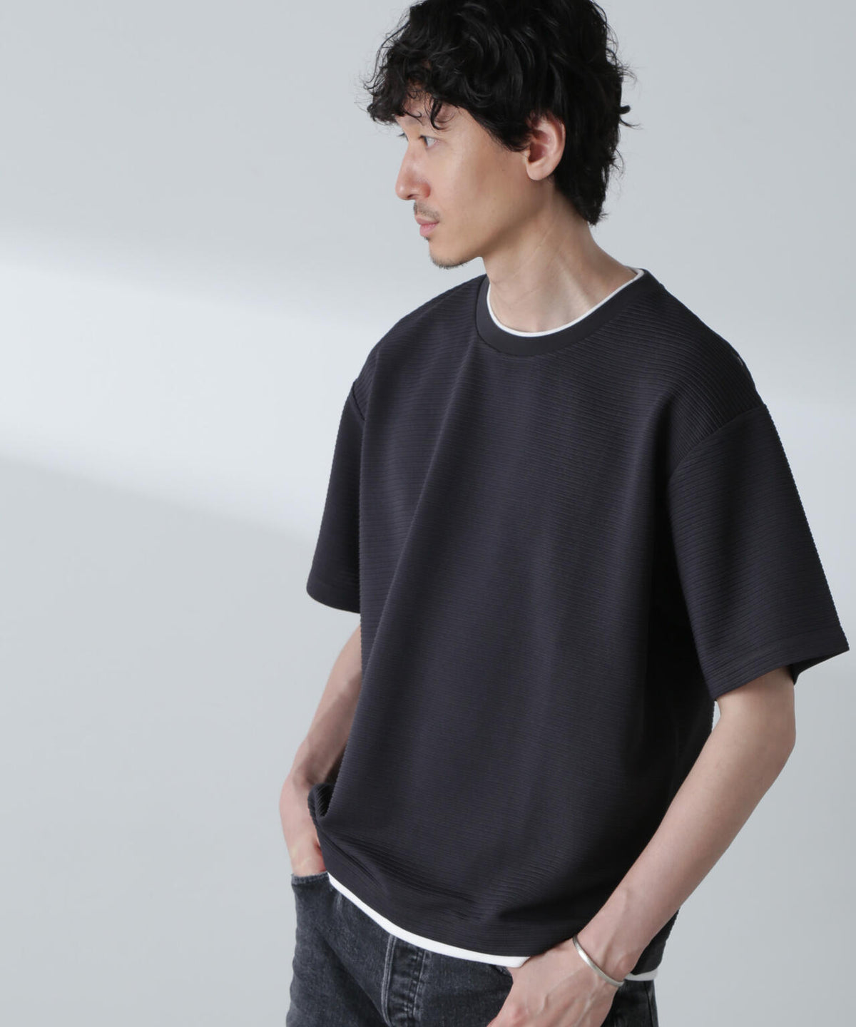 ガーターフェイクレイヤードTシャツ 半袖
