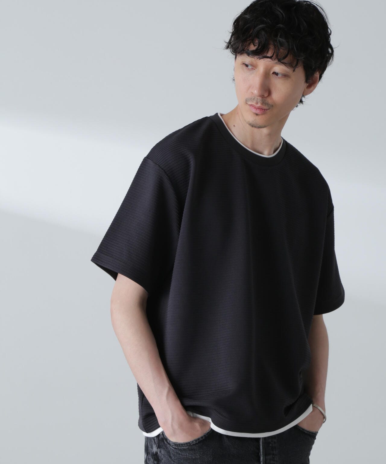 ガーターフェイクレイヤードTシャツ 半袖