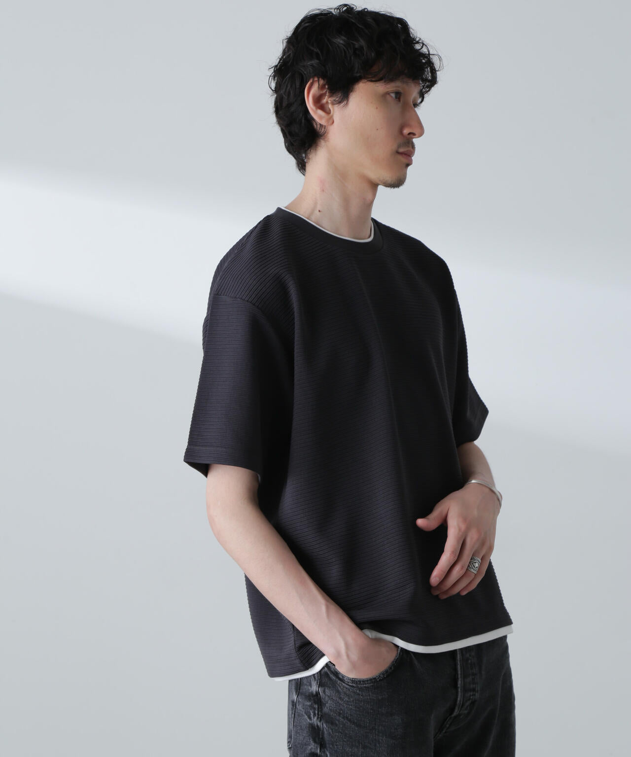 ガーターフェイクレイヤードTシャツ 半袖