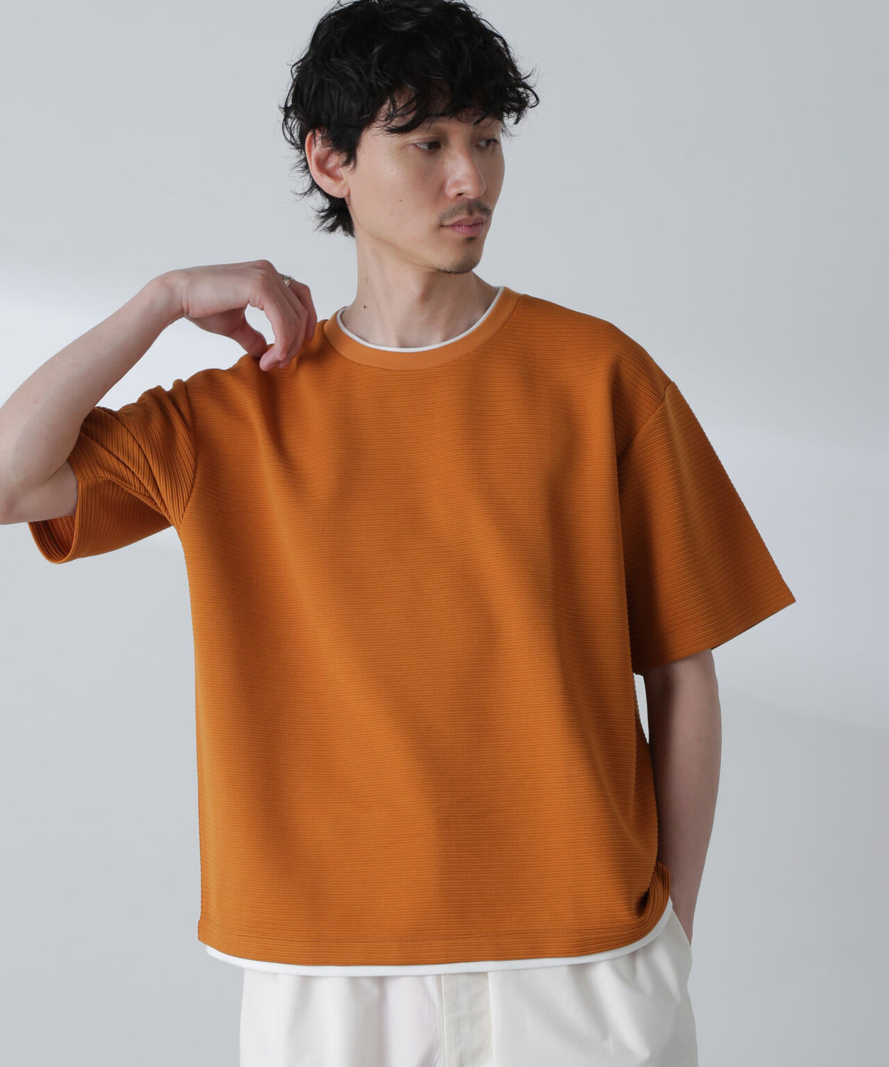 ガーターフェイクレイヤードTシャツ 半袖