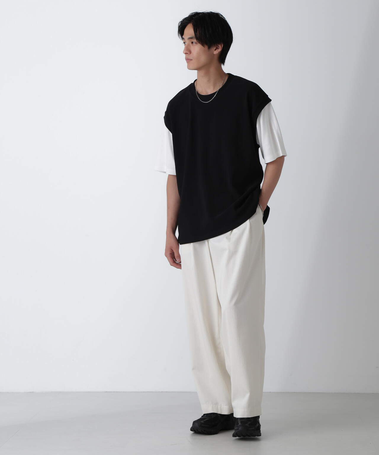 フェイクレイヤードリラックスTシャツ 半袖