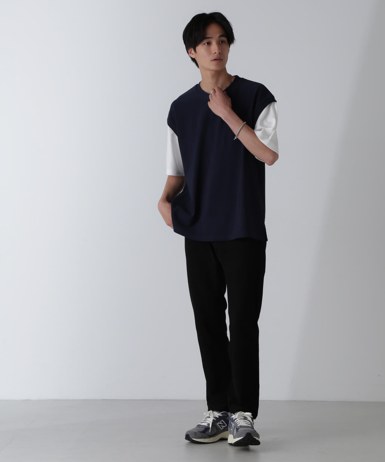 フェイクレイヤードリラックスTシャツ 半袖
