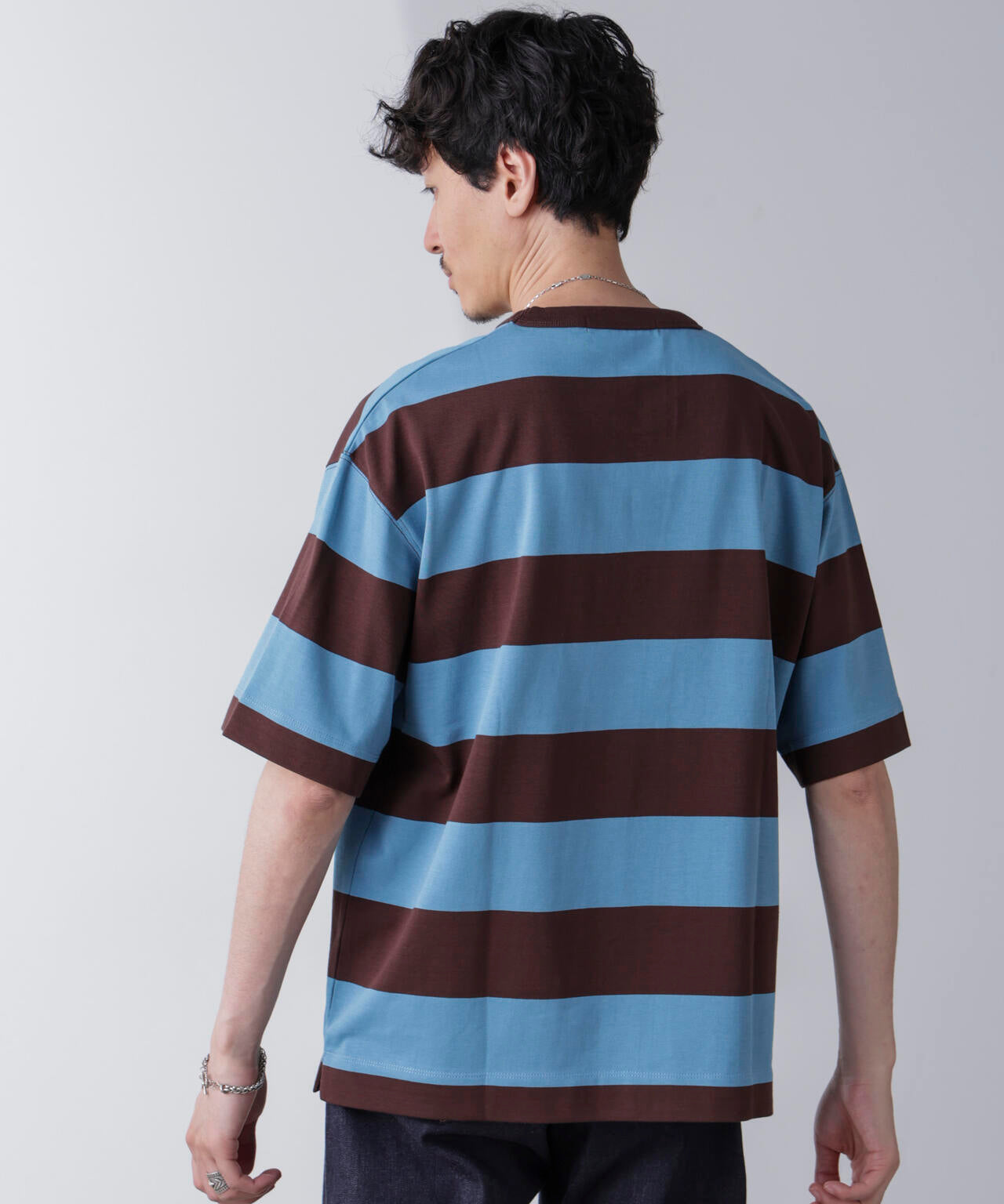 ワイドボーダーTシャツ 半袖