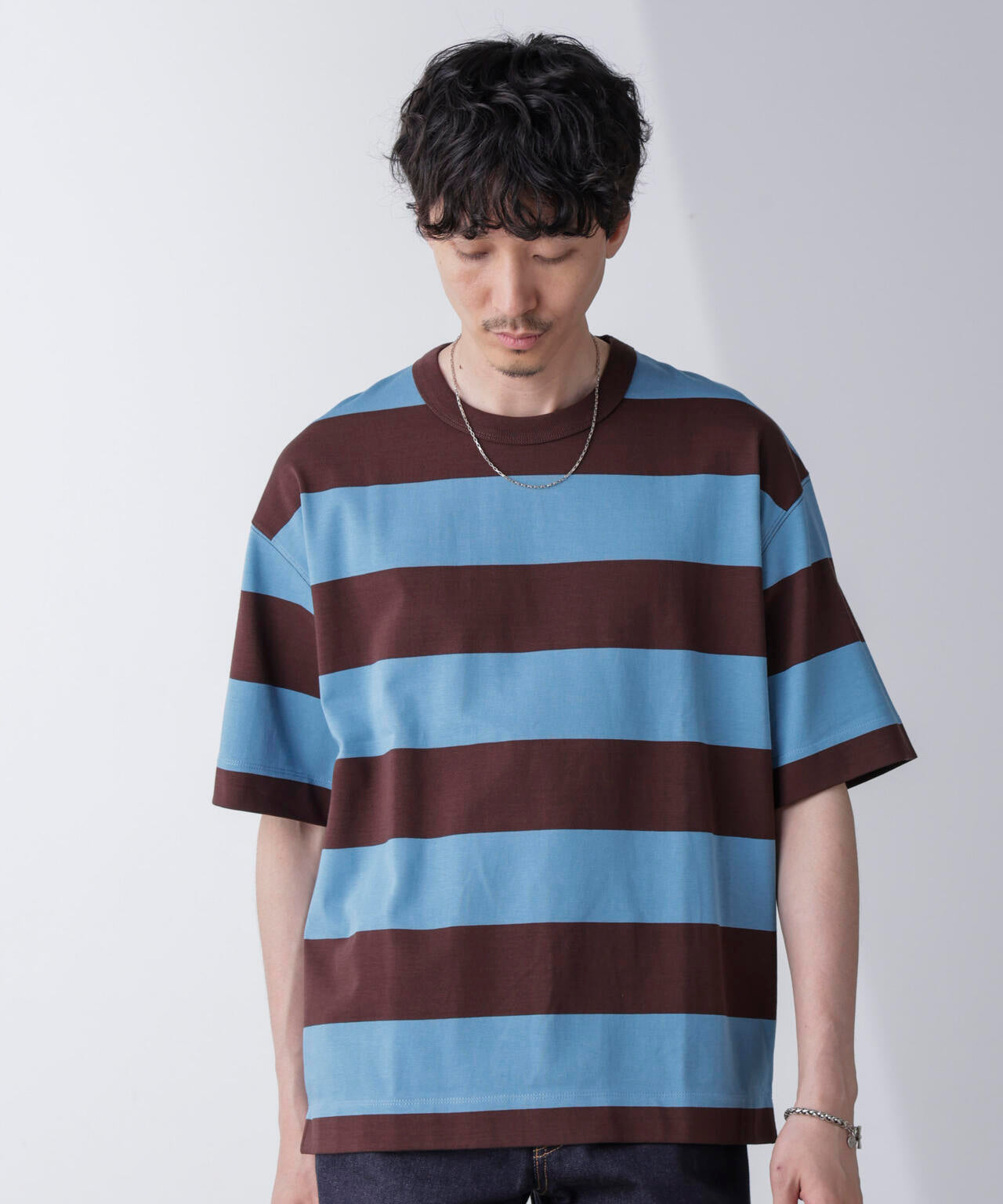 ワイドボーダーTシャツ 半袖