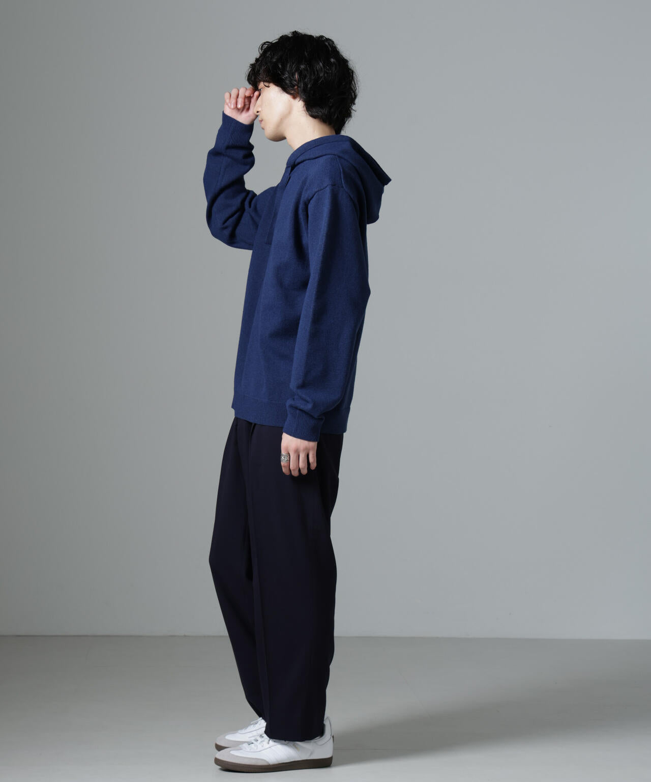 微起毛ワイドテーパードパンツ