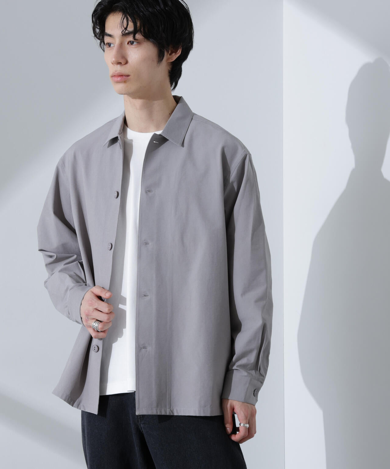ストレッチワイドシャツブルゾン(セットアップ可)