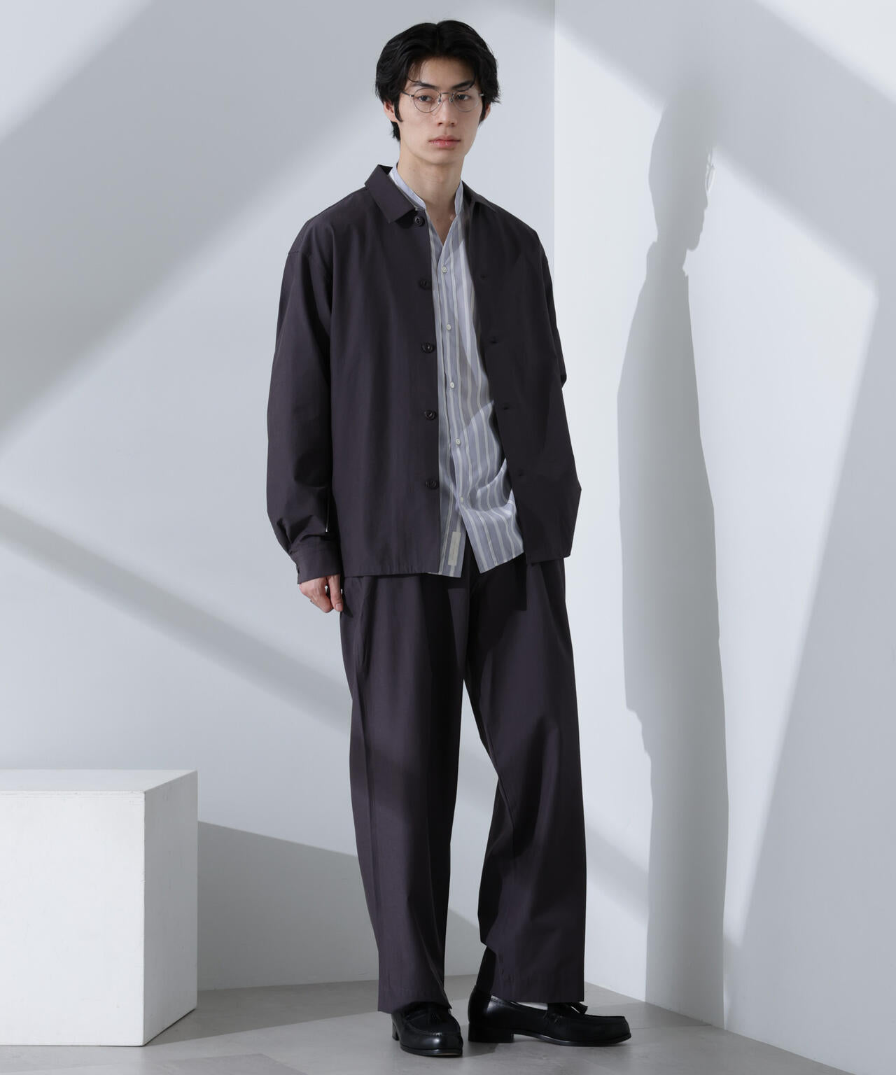 ストレッチワイドシャツブルゾン(セットアップ可)