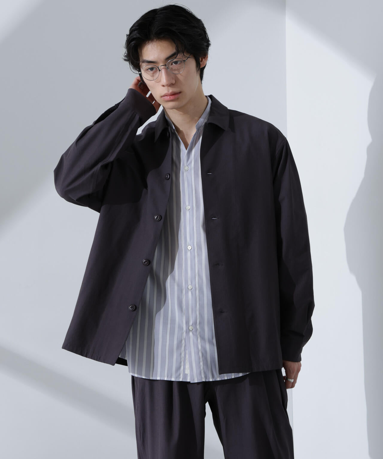 ストレッチワイドシャツブルゾン(セットアップ可)
