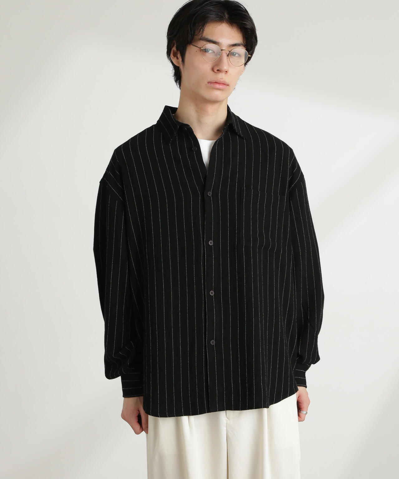 WEB限定/ピンストライプレギュラーカラーシャツ 長袖