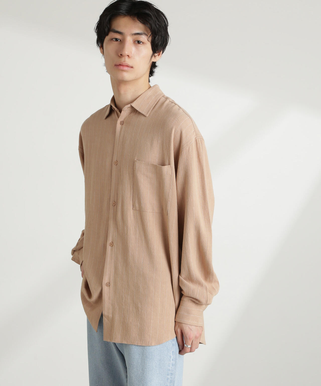 WEB限定/ピンストライプレギュラーカラーシャツ 長袖