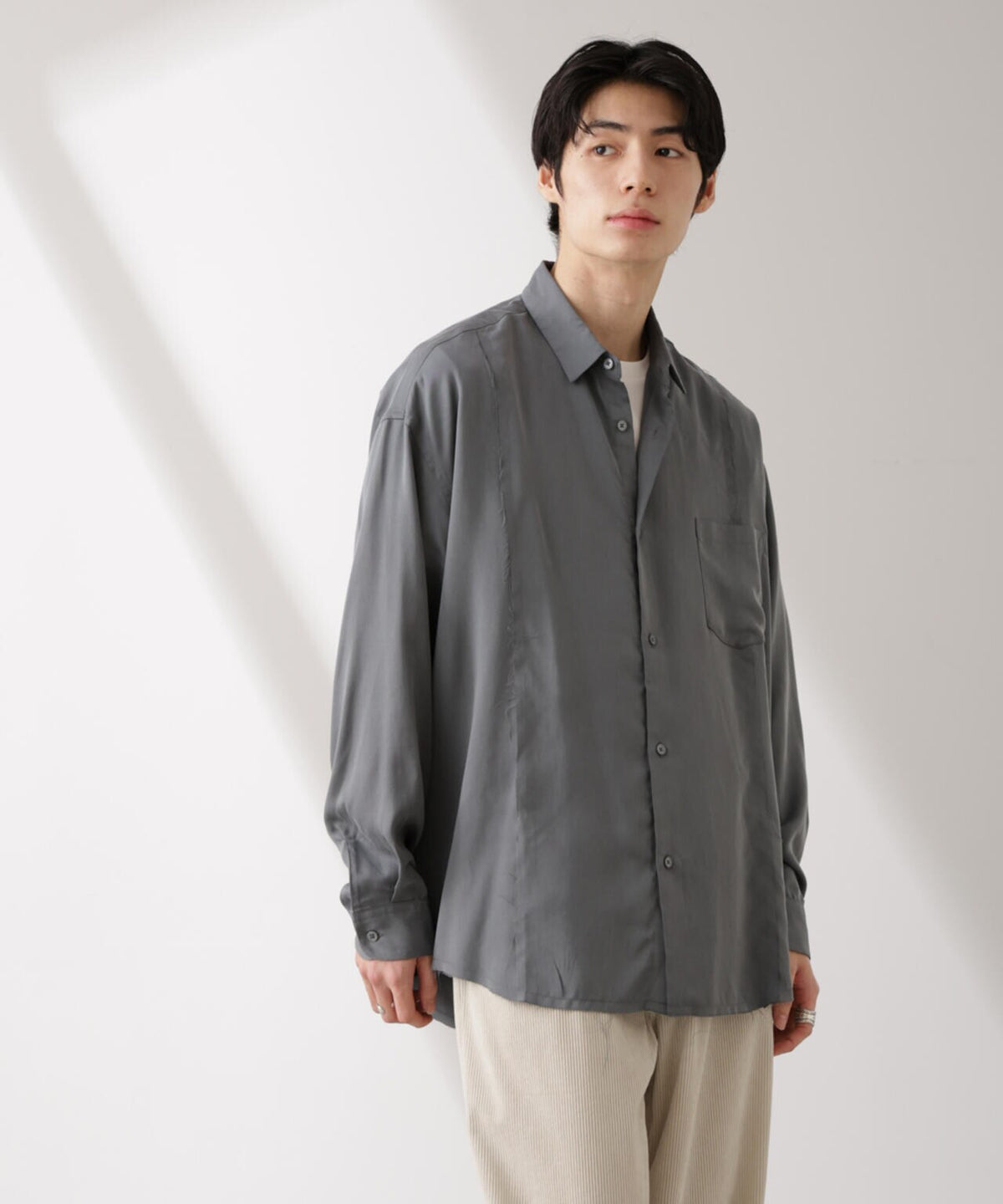 カットオフワイドドレープシャツ 長袖