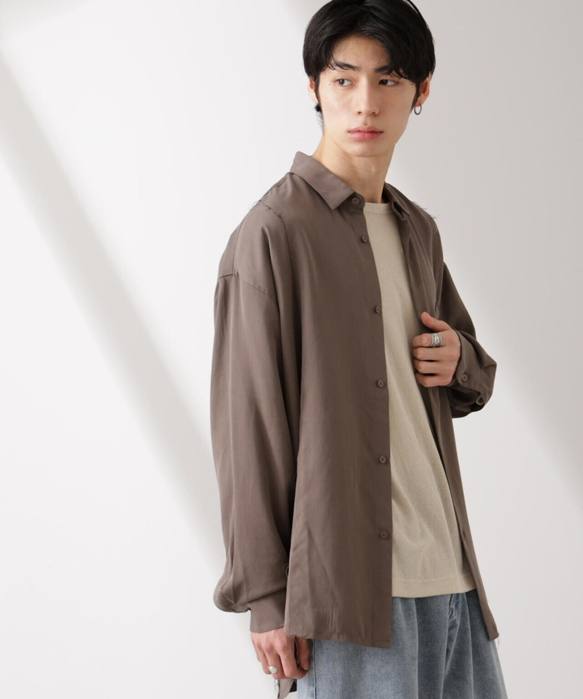 カットオフワイドドレープシャツ 長袖