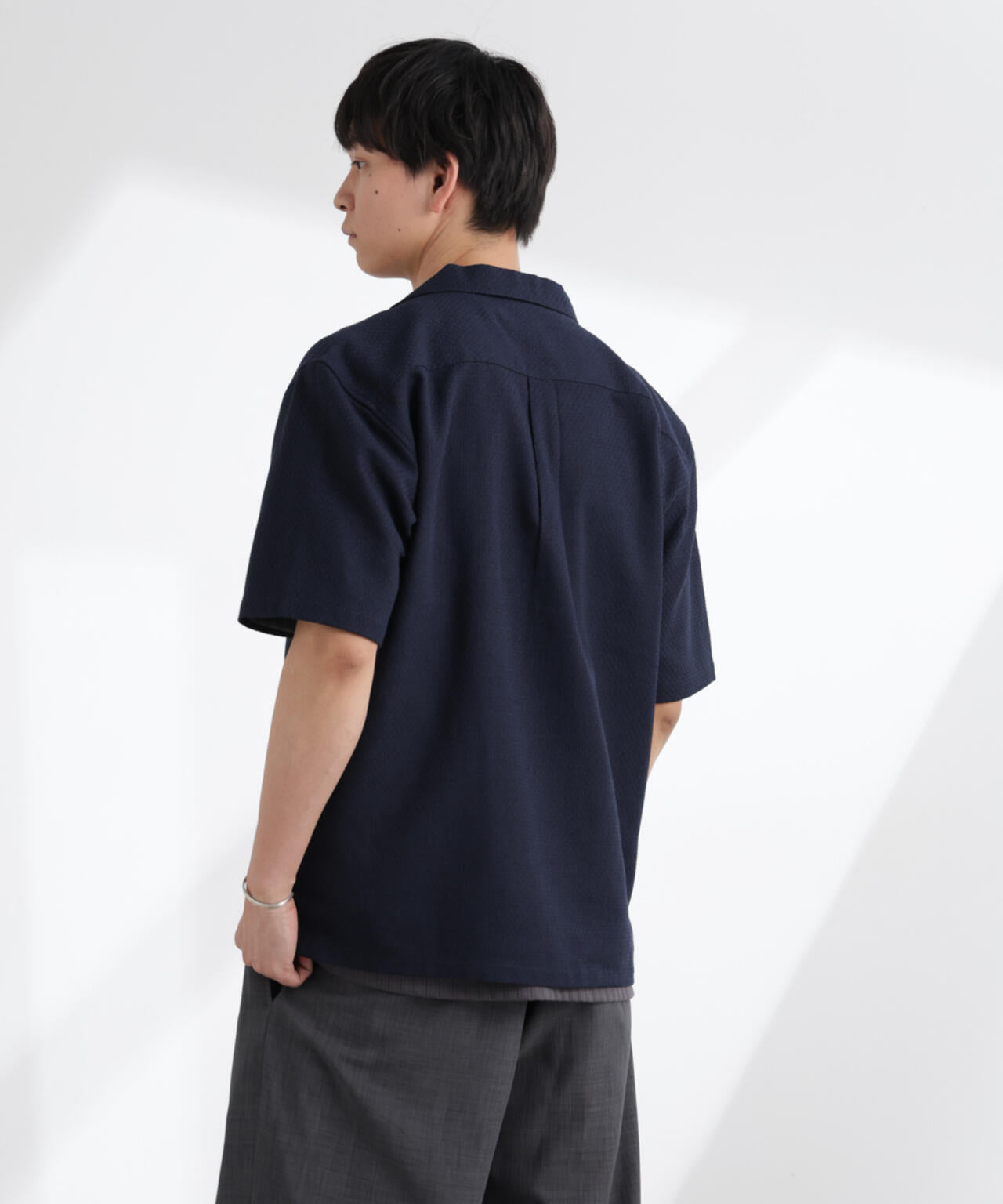 コットンリネン交織開襟シャツ 半袖
