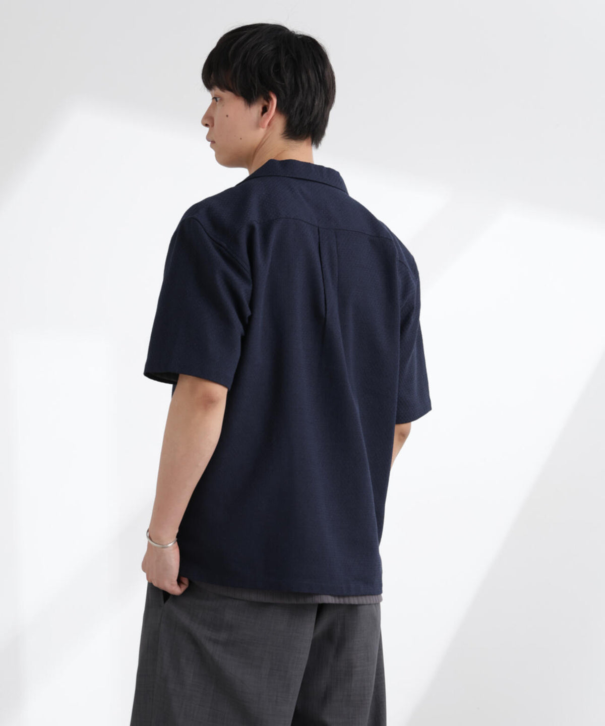 コットンリネン交織開襟シャツ 半袖