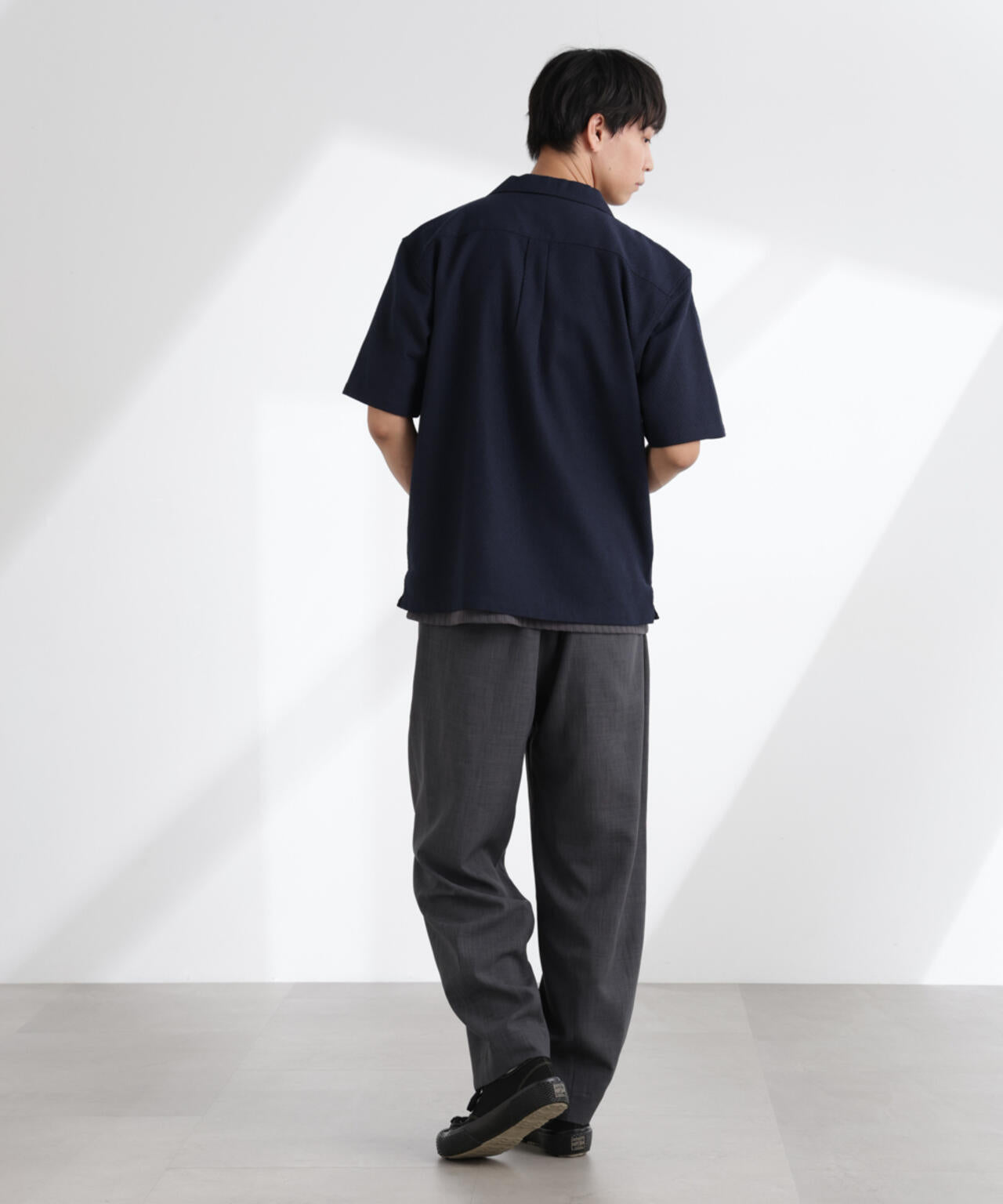 コットンリネン交織開襟シャツ 半袖