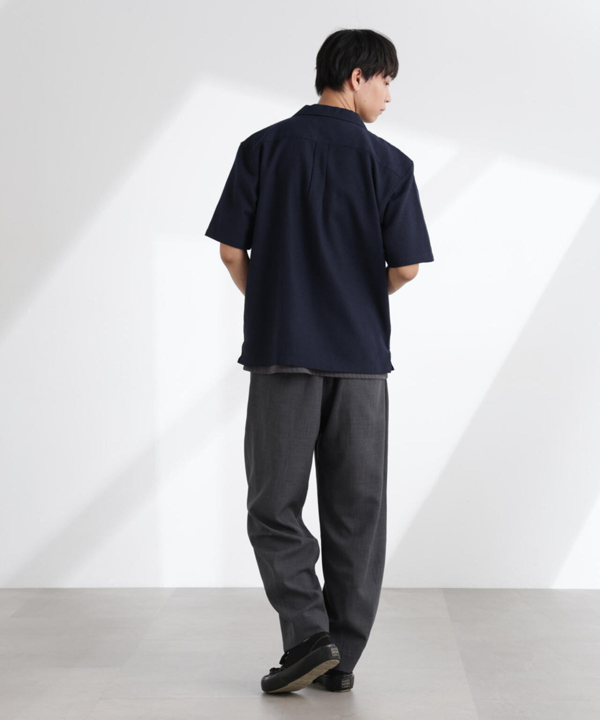 コットンリネン交織開襟シャツ 半袖