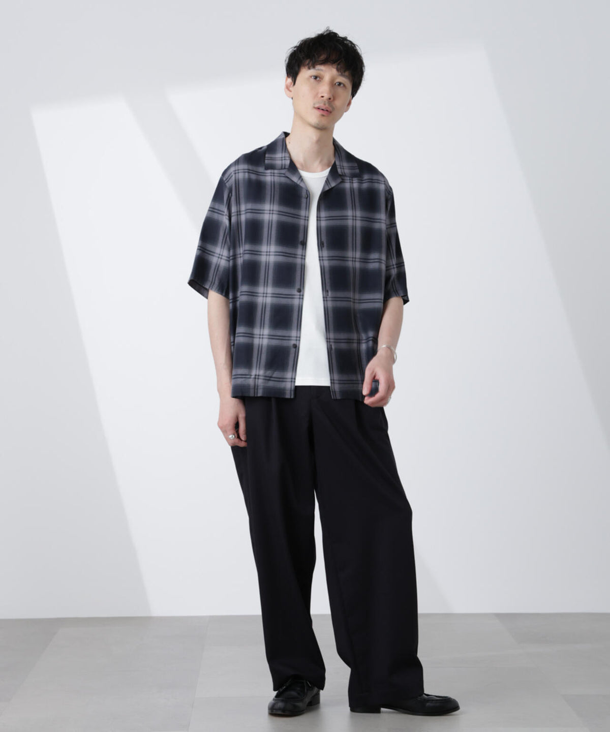 オリジナルパターンオンブレーシャツ 半袖