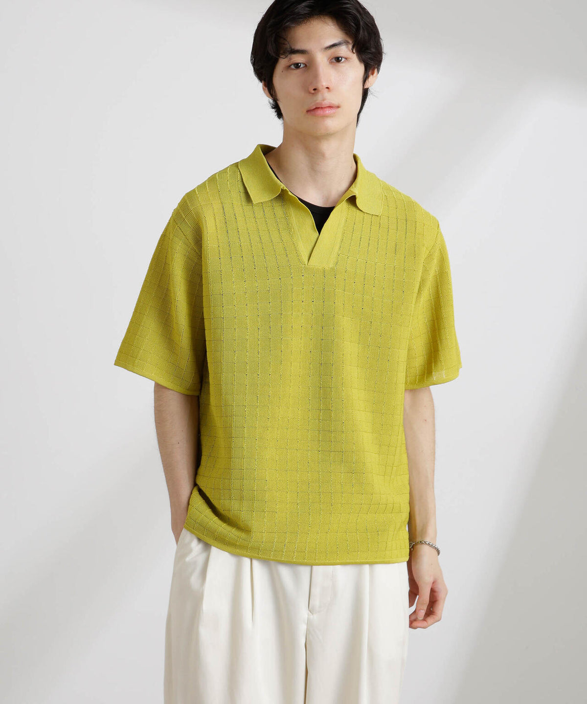透かし編みスキッパーニット 半袖