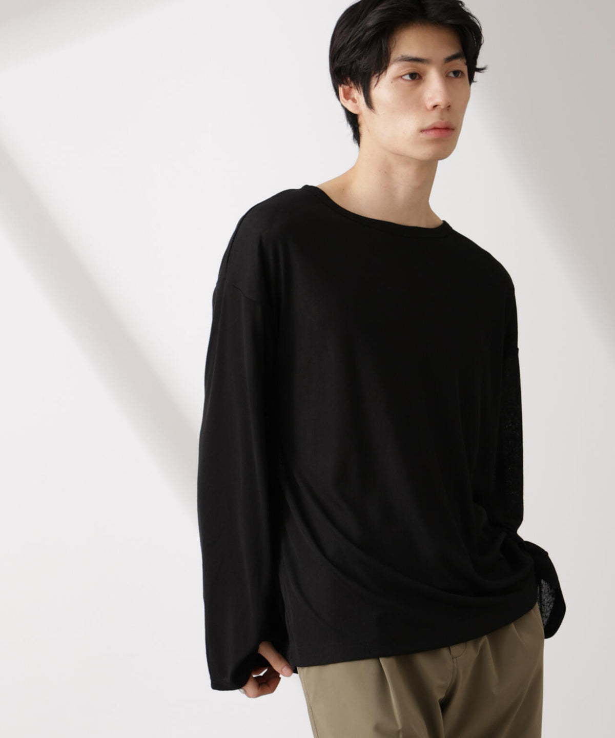 WEB限定/セミシアークルーネックプルオーバー 長袖