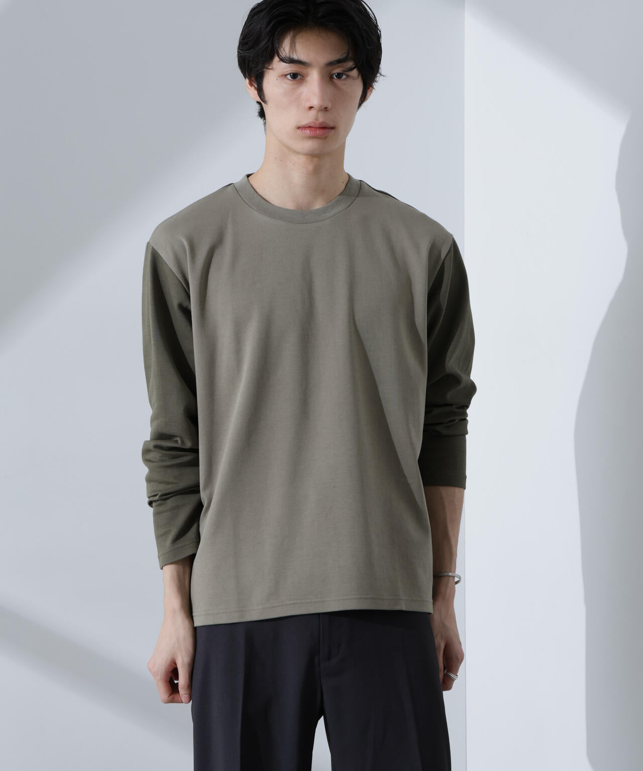2トーンシルケットTシャツ 長袖