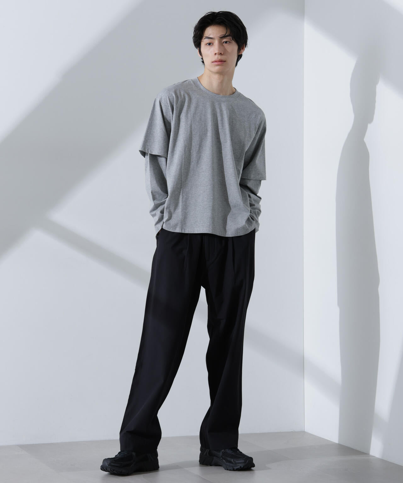 フェイクレイヤードTシャツ 長袖
