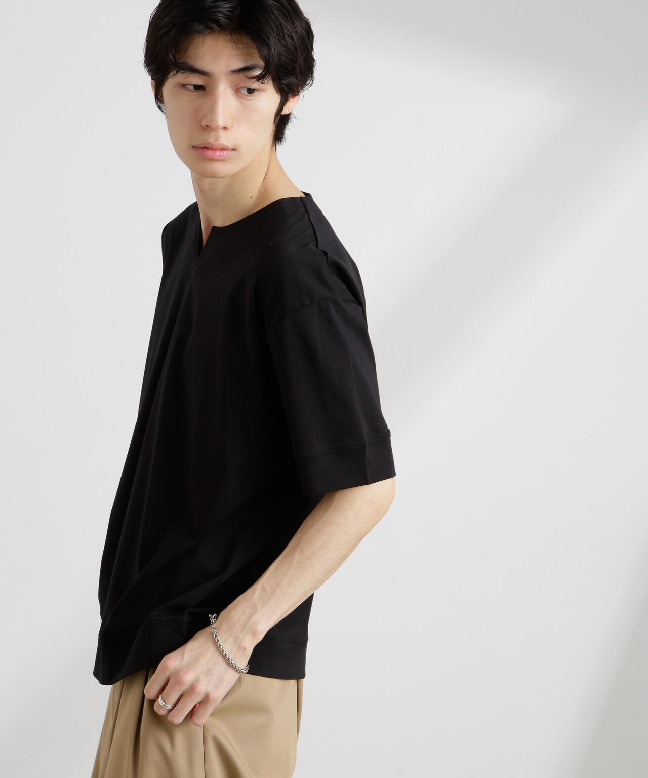 50/-シルケットスムースキーネックTシャツ