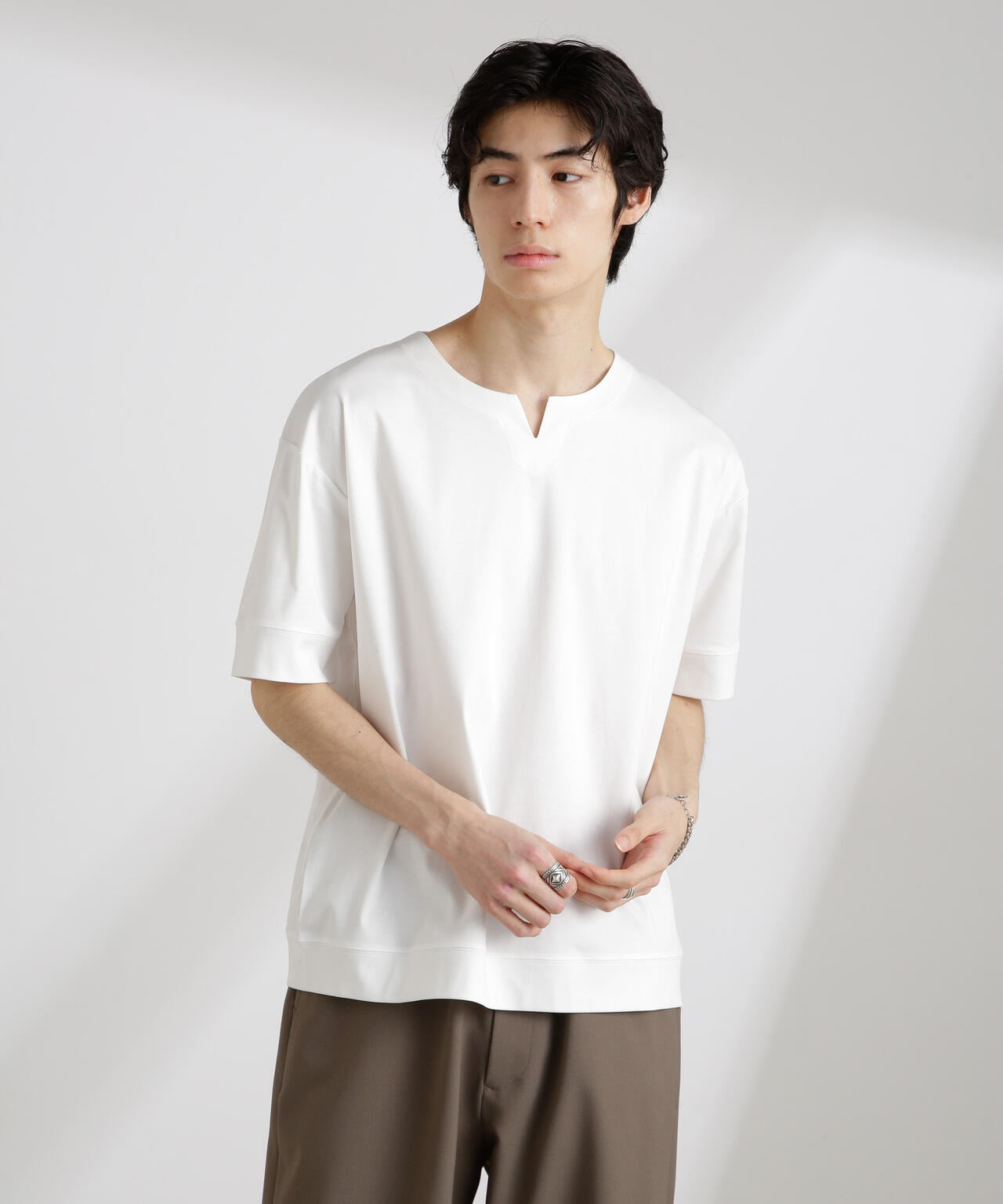 50/-シルケットスムースキーネックTシャツ