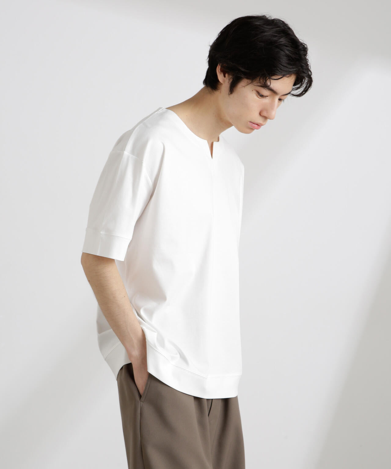 50/-シルケットスムースキーネックTシャツ
