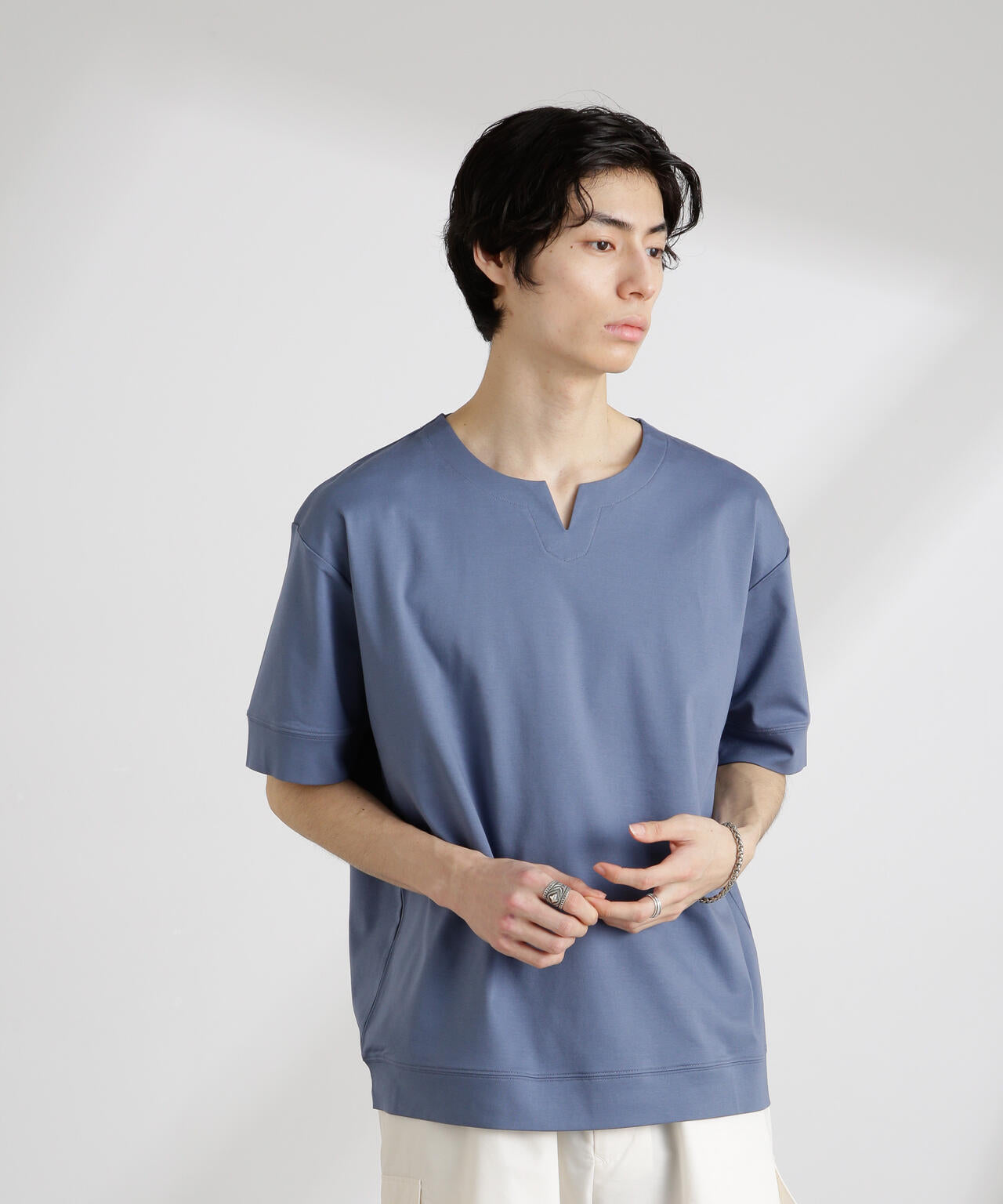 50/-シルケットスムースキーネックTシャツ